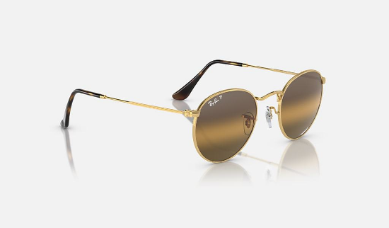 Ray-Ban RB3447 Round Metal 001/G5 Altin Rengi Güneş Gözlüğü ön sağdan görünüm